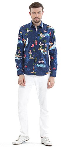 Hawaii Hangover メンズ 長袖 ハワイアン シャツ クリスマス サンタ アロハシャツ US サイズ: X-Large