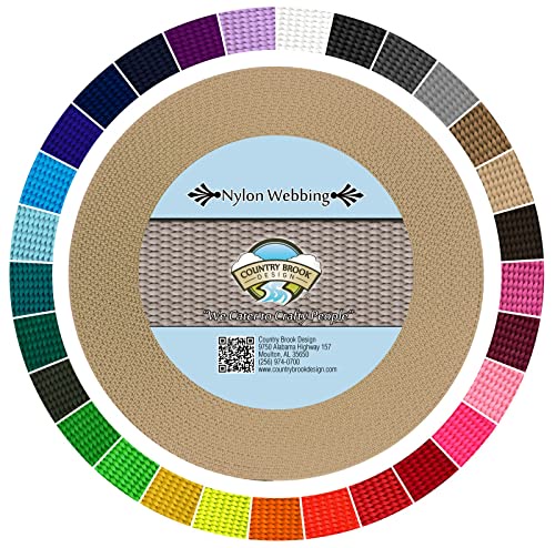 Country Brook Design - 3/8インチ 高耐久 100%本物のナイロンウェビング - 25色以上の鮮やかな色(銅ゴールド、20ヤード)。