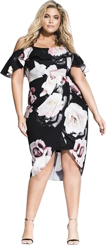 City Chic レディース アパレル プラスサイズ ドレス オースティン フローラル US サイズ: Small カラー: ブラック 48,644円