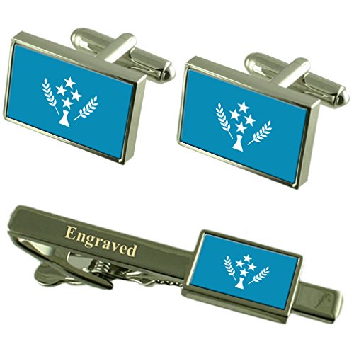 Kusiae （コスラエ）フラグ Cufflinks 刻まれたタイクリップマッチングボックスセット