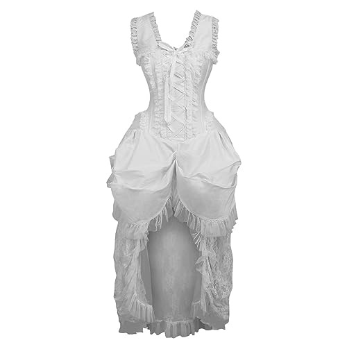 Daisy corsets レディース トップ引き出し スチールボーン入り ホワイトレース ビクトリア朝 Bustle コルセットドレス, ホワイト, 6X