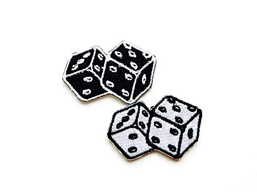 TH2個セットミニダイス ブラック ホワイト キュート カートゥーン ロゴ 縫い付け アップリケ バッジ サイン パッチ 洋服 コスチューム