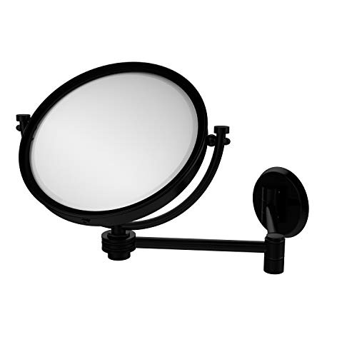 8 Inch Wall Mounted Extending Make-Up Mirror 3X Magnification with Dotted Accent - WM-6D/3X-BKM