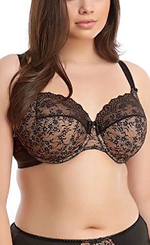 ElomiレディースプラスサイズTiaアンダーワイヤーBanded Bra カラー: ブラック