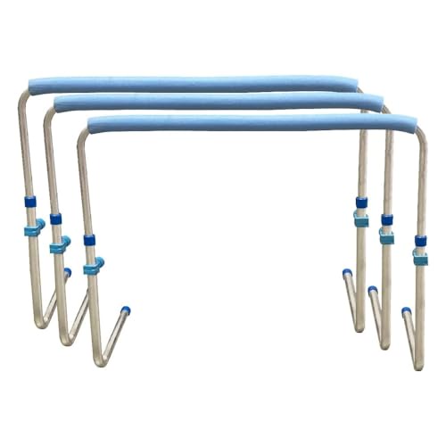 Amber Sporting Goods 強化トレーニングアジリティハードル:トラック、フィールド、サッカー、フットボール用プレミアムセルフリターンアルミニウムセット-27インチから42インチに調整可能-万能パフォーマンスツール(3個セット)