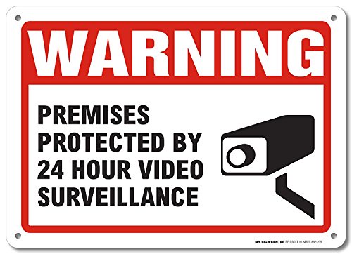 Warning Premises Protected by 24 hour Video Surveillance Sign - 10インチx14インチ .040 錆防止アルミニウム - 米国製 - 紫外線保護と耐候性 - A82-208AL