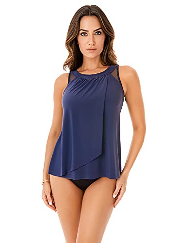 Miraclesuit レディース 水着 イリュージョニスト ウルスラ 隠れたアンダーワイヤーメッシュディテールタンキニ水着トップ US サイズ: 14 カラー: ブルー