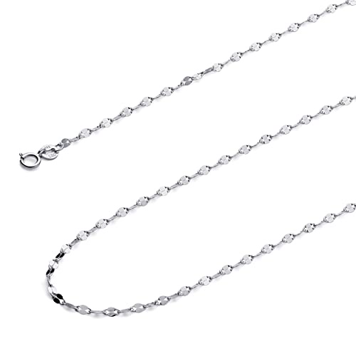 Wellingsale 14 Kホワイトゴールド2 mm Polished Twistedミラーチェーンネックレスバネ式リングクラスプ付き