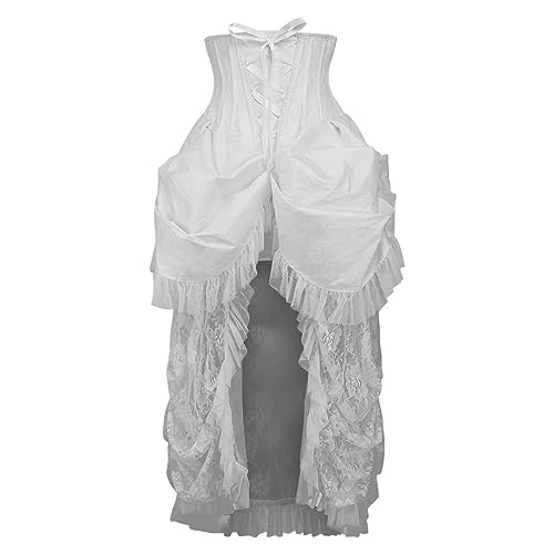 Daisy corsets レディース トップ引き出し スチールボーン入り ホワイトレース ビクトリア朝 Bustle アンダーバスト コルセットドレス, ホワイト, Small