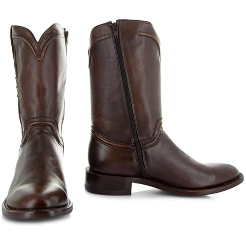 Soto Boots メンズ ローパー カウボーイブーツ、本革 メンズ カウボーイブーツ、ウエスタンブーツ 男性用 H4003 ブラウン 9