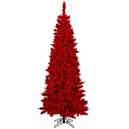 Vickerman 4.5インチ 植毛レッドモミの人工クリスマスツリー ライトなし 雪に覆われたフェイクツリー 季節の室内装飾