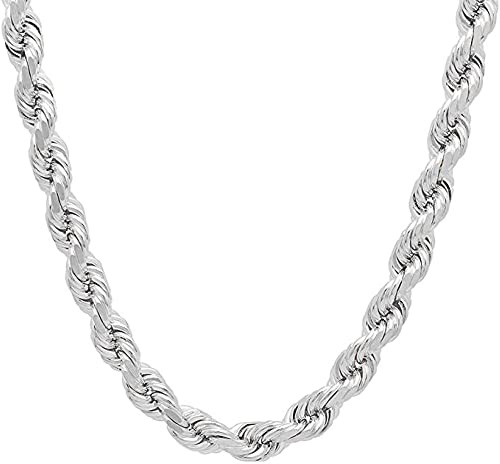 スターリングシルバー ダイヤモンドカット ロープチェーンネックレス 1.5mm - 3.5mm 編組ロープチェーンネックレス 925スターリングシルバーネックレス メタル 未知