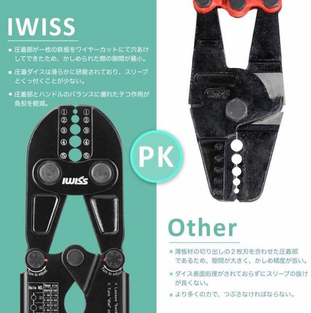 アイウィス(IWISS) ワイヤーロープカッター アルミスリーブ かしめ機