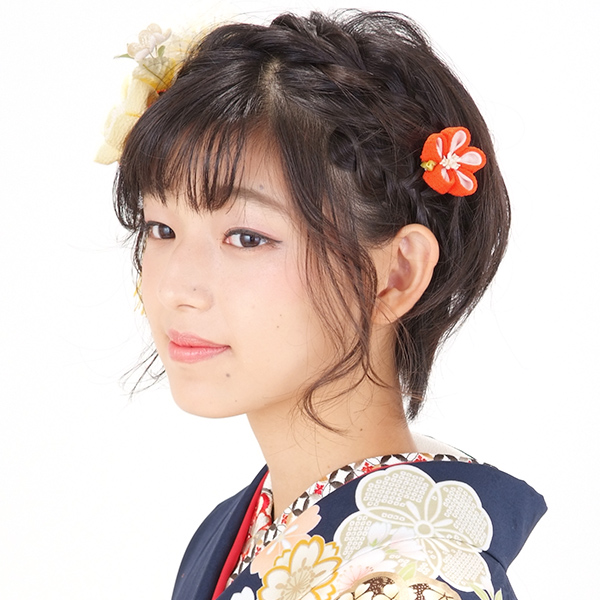 成人式 髪飾り 振袖 髪飾り2点セット「オレンジ色のお花、つまみのお花、房飾り」コーム つまみ細工髪飾り＜H＞ss2512wkk10_5