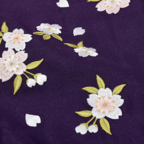 無地 袴単品「紫色 桜の刺繍」刺繍袴 4S 3S 2S S M L 2L 卒業式 修了式 