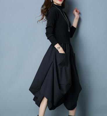 ミドル丈 膝下丈 Ol リブニット 長袖 ワンピ バルーンスカート オフィス ワンピース ニット素材 通勤 2ピース風の通販はau Pay マーケット Hhcストア