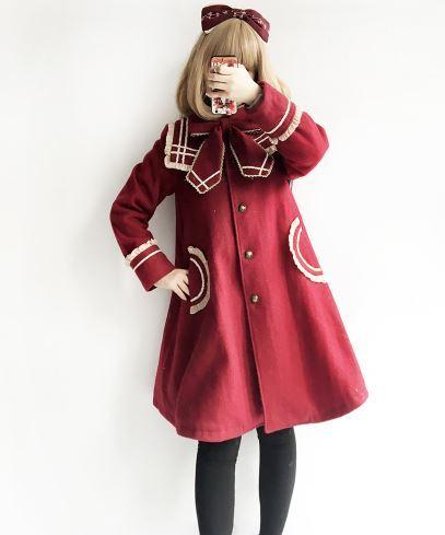 ネイビー リボン かわいい ゆったり ワイン コート A アウター ブラウン ロリータ カジュアル セーラー セーラー風 かわいい ジャの通販はau Pay マーケット Hhcストア