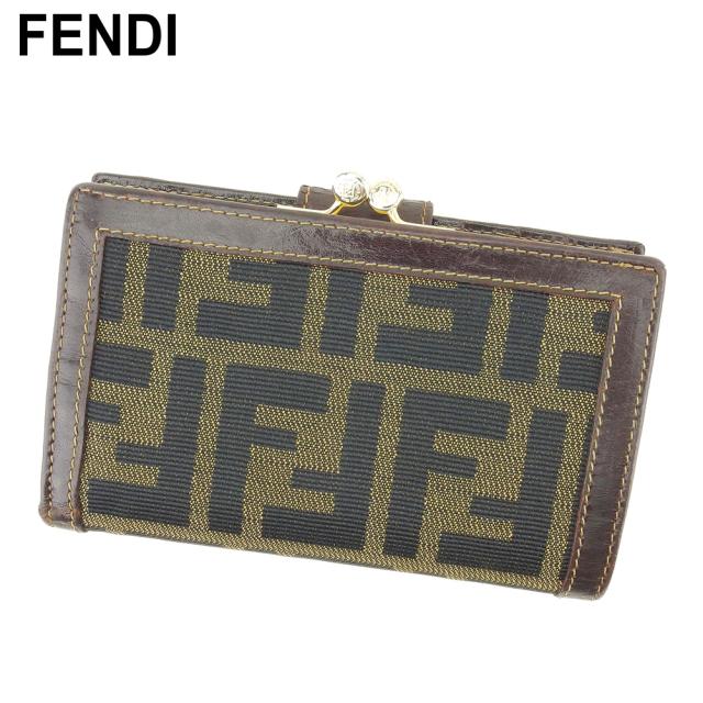 FENDI ケース　小銭入れ　ペカン　財布　ロゴ　pvc FENDI フェンディ がま口財布 ペカン コインケース 状態良好