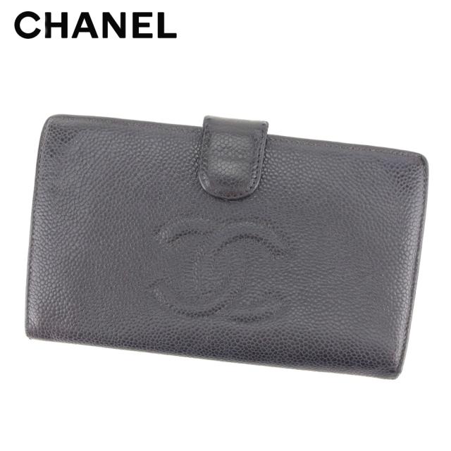 シャネル がま口財布 長財布 キャビアスキン 中古