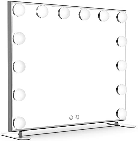 Wonstart 女優ミラー 化粧鏡 ハリウッドスタイル 14個LED電球付き 暖色・寒色 ２色ライトモード 明るさ調節可能 女優ライト 卓上 LEDミラの通販は 14,697円