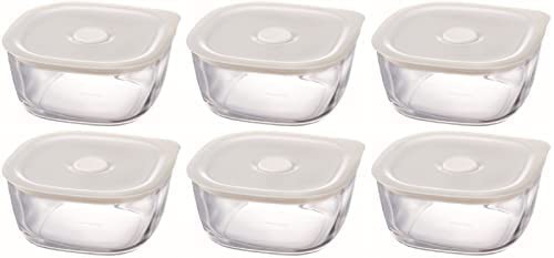 HARIO(ハリオ) 日本製 耐熱ガラス製 密閉保存容器・角 600ml BUONO kitchen KSTM-60-TW 6個セット