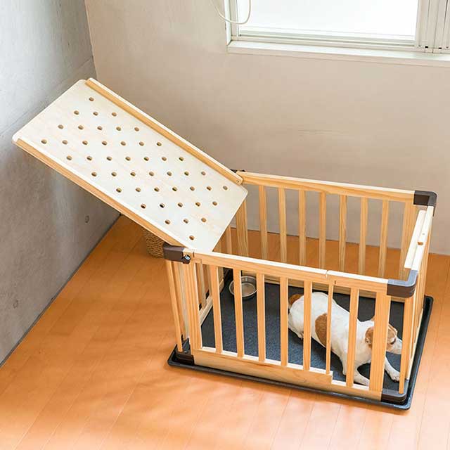 折りたたみ　木製ペットゲージ　ペットサークル木製枠　95×64cm 小、中犬用 ペットケージ 木製 折りたたみ ケージ 小型犬 中型犬 89 x 55 x