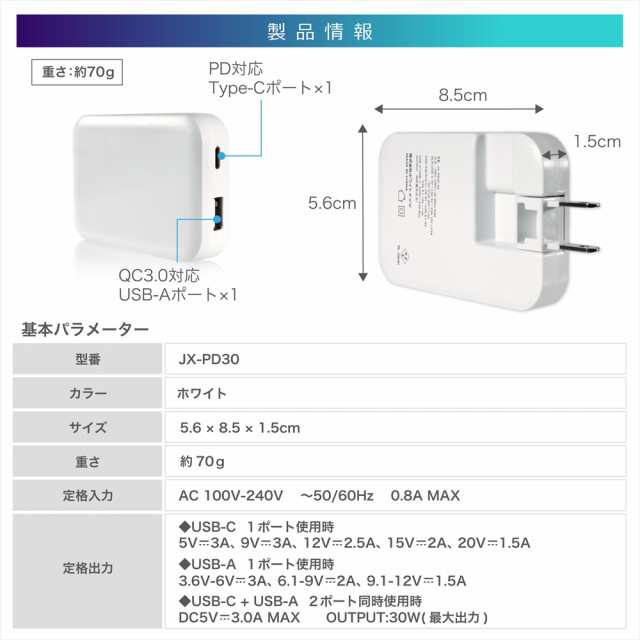 Xperia Ace III 急速充電器 PD 充電器 ACアダプター SOG08 30W タイプC