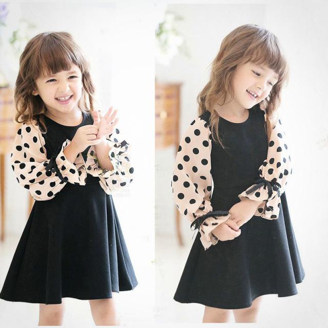 韓國子供服 キッズワンピース 女の子 子供ワンピース ドット柄