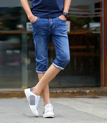 038 メンズ7分丈デニムパンツ ハーフパンツ夏カジュアル半ズボン七分丈ジーンズ男性ジーパン ロールアップ カプリパンツの通販はau Pay マーケット Hhcストア