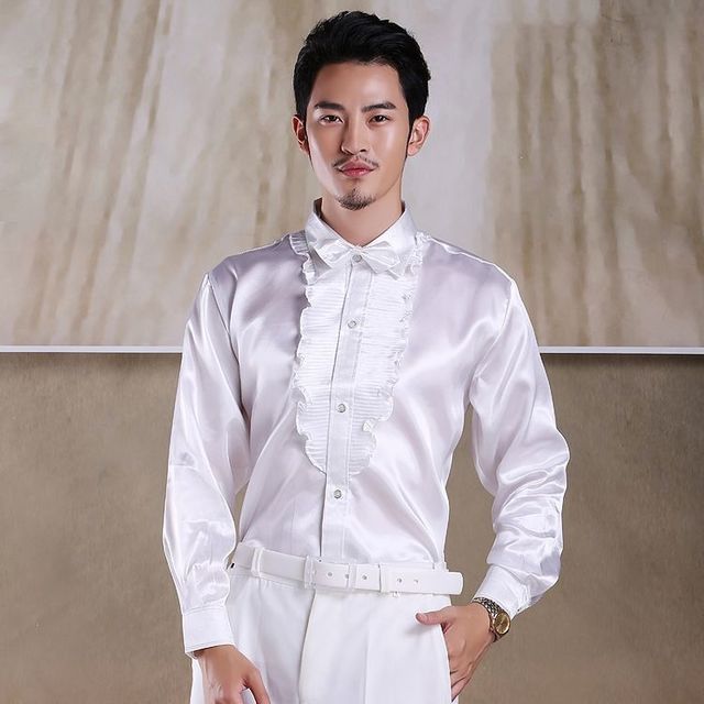 ドレスシャツ シャツ 無地 038 ユニフォーム 光沢 メンズ舞台 イベント フリル 舞台衣装 発表会 長袖 サテンシャツ ステージ衣装 タキの通販はau Pay マーケット Hhcストア