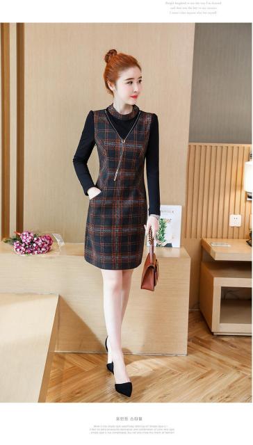 チェック柄 ワンピース ウールドレス デート 社交場 パーティー 食事会 重ね着風 赤チェック 緑チェック 大きいサイズ の通販はau Pay マーケット Manajily