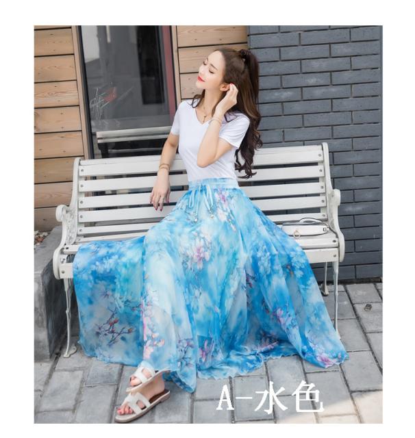 シフォン マキシ リゾート 7色 レディース ふわり ウエストゴム フレアスカート 2way 旅行 ロングスカート 夏 花柄 スカート スの通販はau Pay マーケット Hhcストア