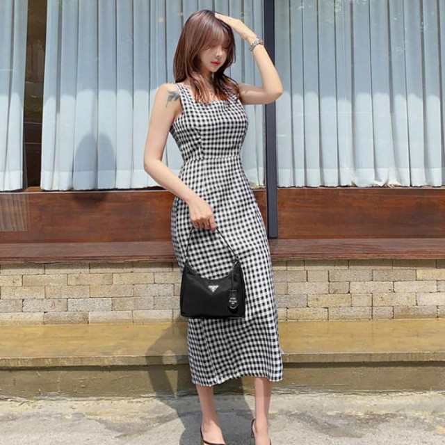 ノースリーブ Xl スクエアネック ミモレ丈 ギンガムチェック柄 L M ブラック タイトワンピース 725 S レディース春夏の通販はau Pay マーケット Hhcストア
