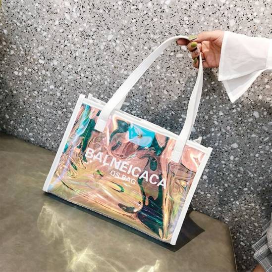 ハンドバッグ リ ビーチ トートバッグ 夏 ショルダーバッグ オーロラ プールバッグ ビニールバッグ 防水 透明 クリアバッグの通販はau Pay マーケット Hhcストア