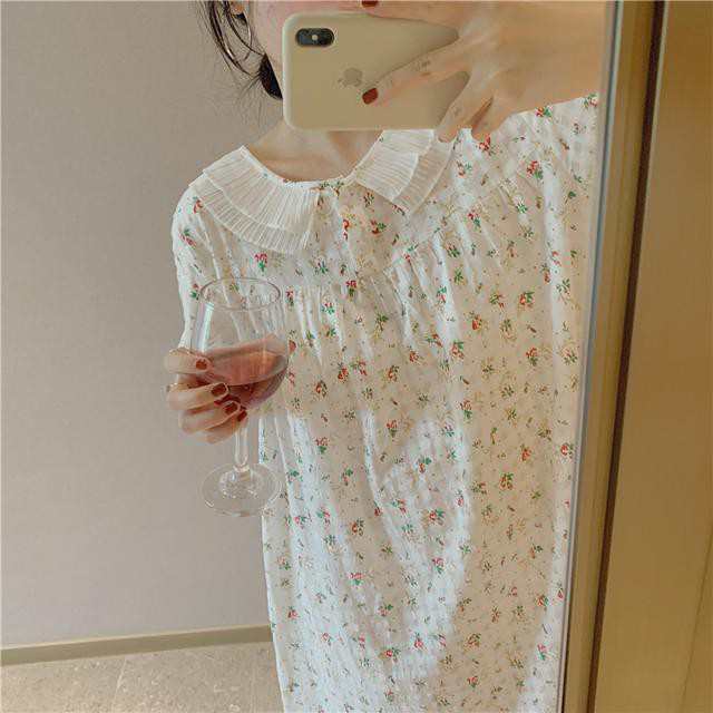 ルームウェア レディース 可愛い ワンピース パジャマ レディース 女の子 かわいい 半袖 春 夏 部屋着 寝巻き ワンピース ボリューム袖 au pay マーケット