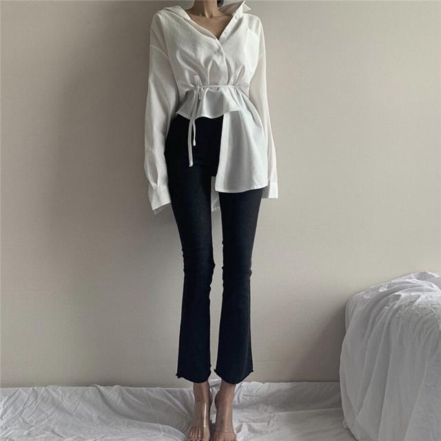 シャツ レディース トップス ブラウス 白シャツ アシンメトリー 長袖 かっこいい おしゃれ きれいめ 春 夏 秋 オーバーサイズ ドロップシの通販はau Pay マーケット ツヨシスタイル