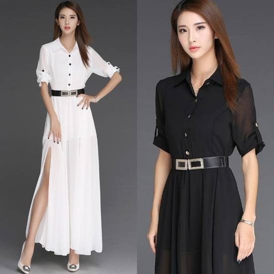 シャツワンピース ロング丈 ロングワンピース 春ワンピース 夏ワンピース レディース シャツワンピース 大きいサイズ シフォン 黒 白 袖 au pay マーケット