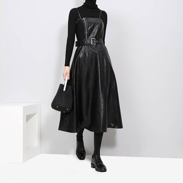 ミモレ丈ワンピース 綺麗めワンピース ワンピース ドレス レディース 秋 冬 きれいめ 10代 20代 レザー 黒 ロング ミモレ 膝丈 コーデ au pay マーケット