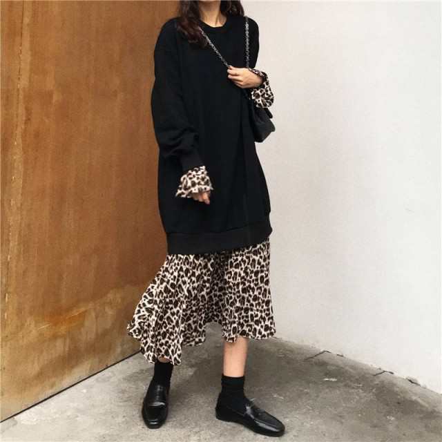 ロングワンピース レオパード ヒョウ柄 ワンピース レディース 秋 冬 きれいめ 10代 20代 30代 40代 コーデ ドンキング ワンピース au pay マーケット