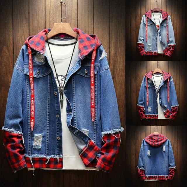 メンズ パーカー フード 付き デニム ジャケット アウター Gジャン ヒップホップ ストリート 原宿風 秋冬服 ダメージ 加工 長袖 カジュの通販はau Pay マーケット ツヨシスタイル