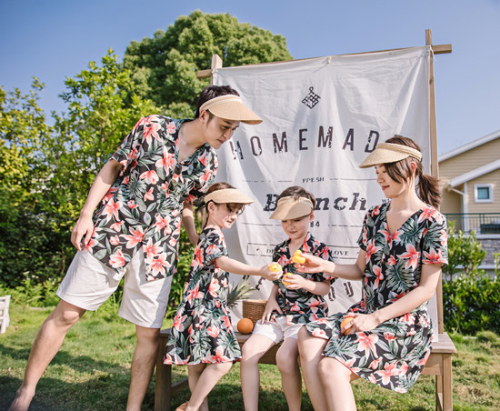 ワンピース 親子お揃い 901 親子ペア 親子ペアルック アロハシャツ 親子コーデ キッズ アロハシャツ レディース 結婚式 メンズ アロの通販はau Pay マーケット Hhcストア