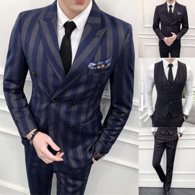 送料無料 スーツ 3点セット メンズ ストライプ スリムスーツ 3p スリーピース ダブルスーツ 細身 春 新作 結婚式 フォーマル おしゃれの通販はau Pay マーケット ツヨシスタイル