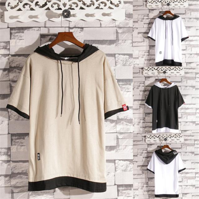 パーカー メンズ 半袖 無地 原宿風 Tシャツ カットソートップス フード付き ゆったり おしゃれシルエットの通販はau Pay マーケット ツヨシスタイル