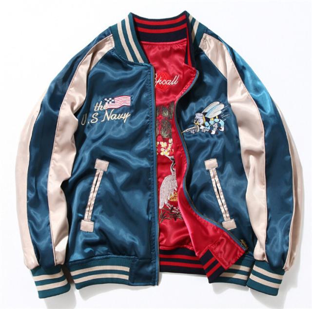 メンズ スカジャン スタジャン リバーシブル ブルゾン 2way 青赤鶴 刺繍 和柄 男女兼用 ミリタリー ジャンパーの通販はau Pay マーケット ツヨシスタイル