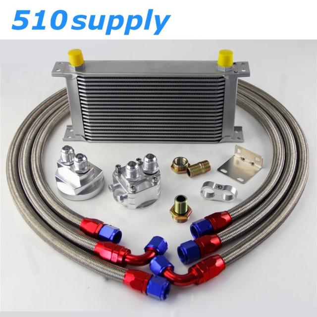 シビック EK4 EK9 B16A B16B 19段 オイルクーラー CSKS 汎用 オイルエレメント移設タイプ シルバー