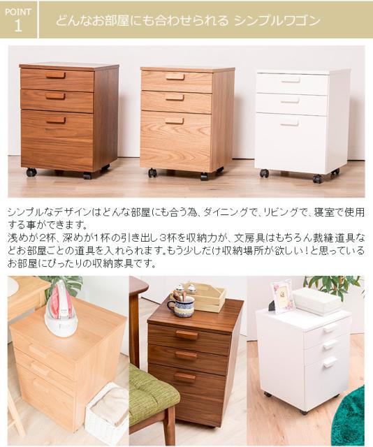 空間を有効に使える 奥行き45cmスリムデスク デスクワゴンワゴン キャスター付き シンプル 引き出し 木目(代引不可)【送料無料】_6