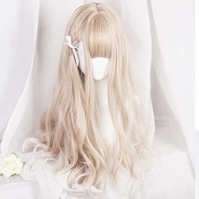 プラチナブロンド ゆめかわ やみかわ フルウィッグ 耐熱 ウィッグ ロング ゆるウェーブ かつら コスプレy054の通販はau PAY マーケット -  Global Shop