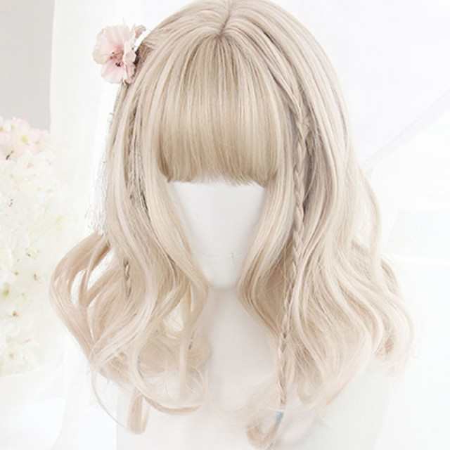 かつら コスプレ やみかわ 耐熱 仮装 ウェーブ ミディアム ボブ ブロンド ゴールド ゆる ウェーブ ウィッグ Y085の通販はau PAY  マーケット - Global Shop