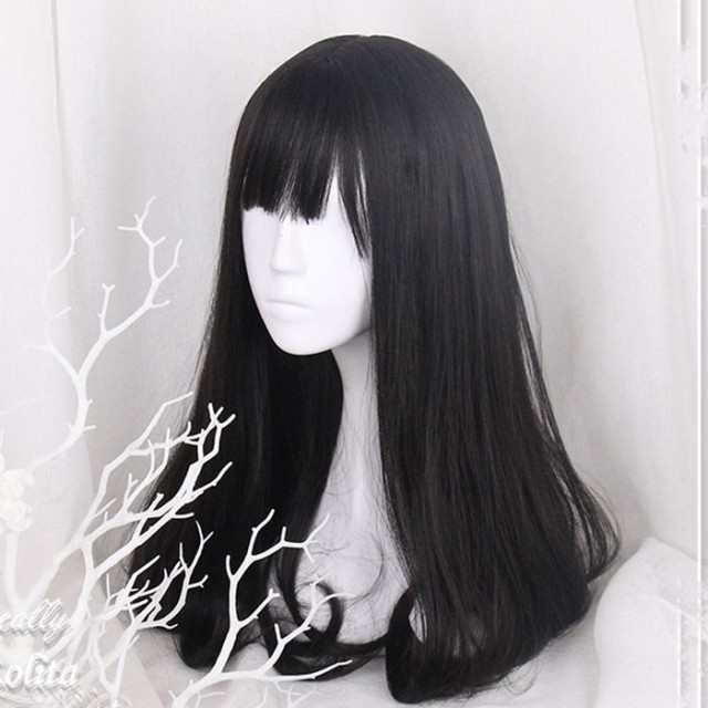 ロリータ カツラ ブラック 黒髪 ウィッグ 耐熱 コスプレ 仮装 ゆめかわ ゴスロリ 和風 ロング フルウィッグ 創作の通販はau Pay マーケット Global Shop