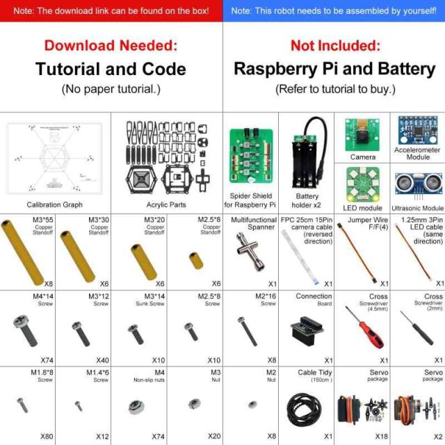 Freenove 大きなヘキサポッド ロボット キット Raspberry Pi 4 B 3 B+ B A+、ウォーキング、セルフバランス、ライブ ビデオ、顔認識、パの通販は